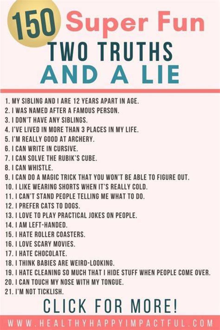 10 Best 2 Truths And A Lie Ideas 2024