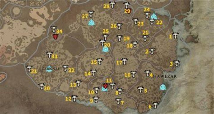 All Hawezar Altar of Lilith locations and map in Diablo 4 Polygon