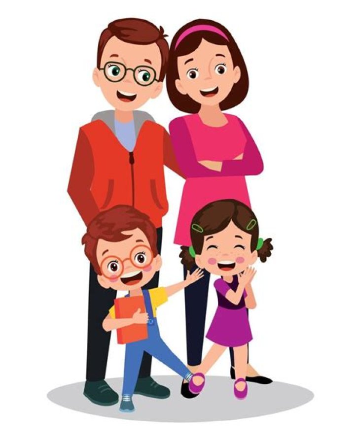 Family with Mother, Father and Three Young Children Stock Vector