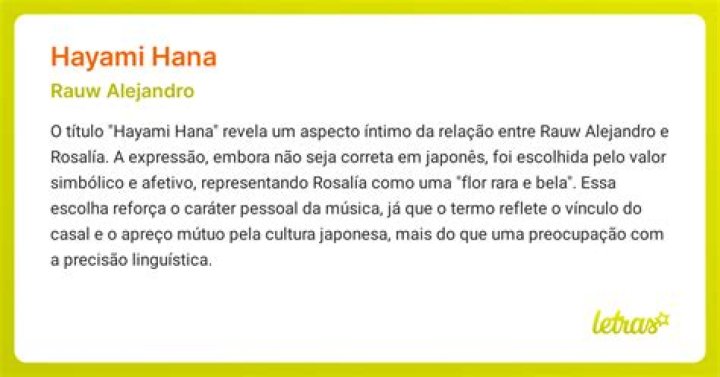 Hayami Hana significado de la canci&oacute;n de Rauw Alejandro para ROSAL&Iacute;A