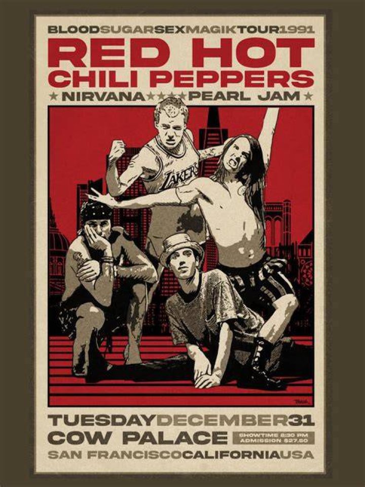 Red Hot Chili Peppers Poster Rhcp Poster Sepia Flea Poster Canvas