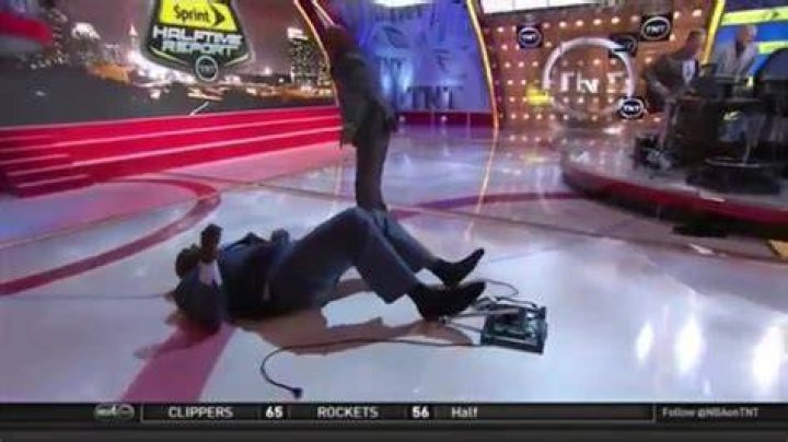 Shaquille O’Neal Takes a Tumble on TNT 92 Q