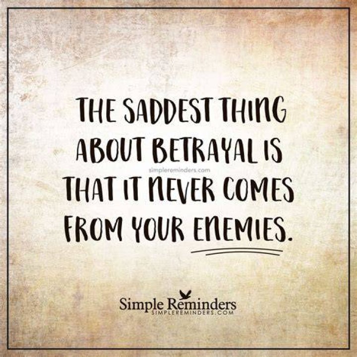 The saddest thing about betrayal is that it never comes from your